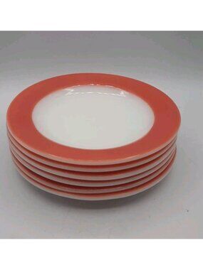 7 Vintage Pyrex Flamingo Pink Band Bread Butter Plate 6 3/4" Salad Dessert Plate